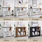 Farmhouse 6 Cube Bookshelf, Black Storage Organizer Bookcase, Kids Toy Storage Cabinet, Long Bookshelves Storage Organizer Shelf, Wood Display Cabinet Book Shelves for Bedroom,Living Room,Office