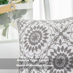HWY 50 Gray Grey Decorative Throw Pillow Covers 18x18 Inch (1 Piece), Embroidered Cotton Farmhouse Cushion Cover Pillow Case for Sofa Couch Living Room Bed, Little Sunflower
