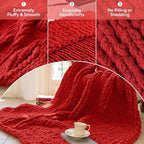 Chunky Knit Blanket - Luxury Soft Cozy 40 * 50 Throw Blanket,100% Woven Blanket Rope Knot Throw Blanket for Couch, Sofa, Home Decor, Gift - Machine Washable（Wine red）