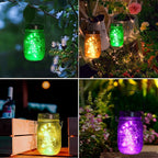 ZNYCYE Mason Jar Solar Lights for Outside, 12 Pack 30LED Fairy Firefly Lights Mason Jar Solar Lids Outdoor Waterproof String Lights with Hangers(NO Jars) for Patio Garden Yard Lawn Decor(6 Colors)