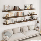 RICHFOCUS 24Inch Floating Shelves for Wall 2 Pack Shelves for Bedroom|Kitchen|Bathroom Wall Mounted Rustic Wood Floating Shelf with Invisible Brackets for Books|Storage|Decor, Walnut