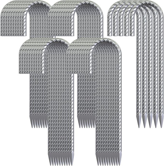 12 Inch Rebar Ground Stakes Heavy Duty J Hook 55 Pack Metal Spikes Galvanized Ground Anchors Tent Stakes for Fence, Bounce House, Gazebos and Outdoor Decorations Inflatables