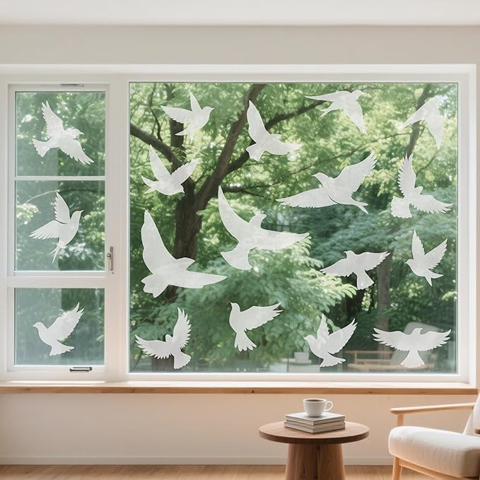 9 Sheets Bird Window Clings, Protect and Save Bird Strikes Window Stickers, Glass Door Stickers Decals, Stop Birds Flying into Windows Accessories Home Decorations