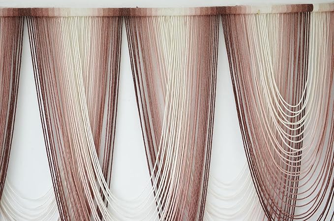 IOWER Macrame Wall Hanging Pink Dip-Dyed Large Macrame Wall Decor For Living Room Boho Fiber Art 57" W x 41" L