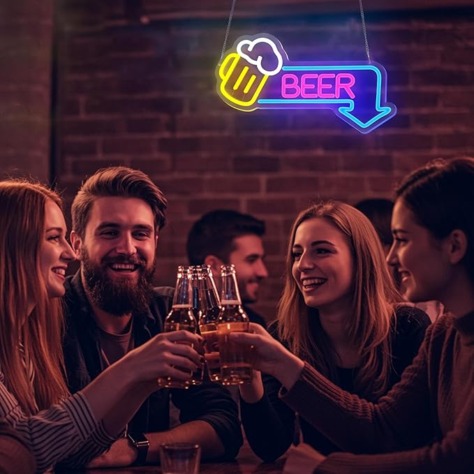 Beer Neon Signs Led Beer Neon Sign for Wall Decor Dimmable Bar Led Sign Neon Sign for Man Cave Bedroom Home Bar Shop Pub Bistro Party Game Room Decor Gifts