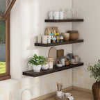 Axeman Floating Shelves for Wall - 32''W x 8'' D Rustic Solid Elm Wood Shelves for Storage, Wall Mounted Display Shelving with Invisible Heavy-Duty Metal Bracket (Walnut, 2PCs)