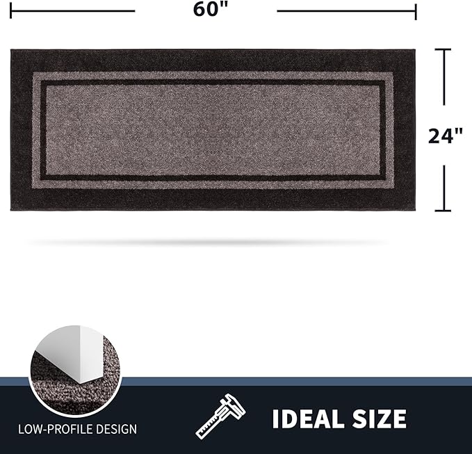 PURRUGS Dirt Trapping Door Mat 24" x 60", Non-Slip/Skid Machine Washable Entryway Rug, Shoes Scraper, Area Rug, Super Absorbent Welcome Mat for Muddy Wet Shoes and Paws, Grayish Brown & Coffee