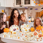 Fall Party Supplies - 60Pcs Autumn Thanksgiving Plates and Napkins Pumpkin Maple Leaf Table Decorations for Fall Birthday,Thanksgiving Party