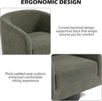 Swivel Barrel Accent Chair, Modern Round Chenille Fabric Arm Chair for Living Room, Bedroom, Comfy Club Reading Chairs for Adults（Chenille Fabric, Tan, Set of 1