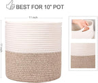 Planter Baskets for Indoor 11" Planters Cotton Rope Flower Plant Pots Cover,Woven Storage Baskets for Crafts, Organization Modern Home Decor 11"x11"Khaki