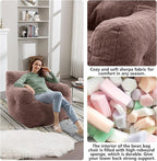Recaceik Bean Bag Chairs, Tufted Soft Stuffed Bean Bag Chair with Filler, Fluffy Lazy Sofa Chair Lounger, Comfy Giant Bean Bag Chair for Bedroom, Living Room, Brown