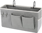 Bedside Storage Caddy/Bedside Hanging Storage Bag for Headboards Bunk Beds Dorm Rooms Book Phone Magazine Holder (Grey)