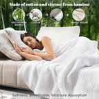PHF Cooling Waffle Blanket King Size, Lightweight 60% Rayon Derived from Bamboo & 40& Cotton Breathable Blanket for Hot Sleepers, Soft and Luxury for Bed Couch and Sofa, 104"x90", White