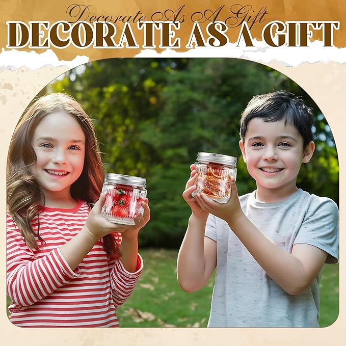 Mason Jars 8 oz - Vintage Small Glass Mason Jars with Silver Metal Lids, Regular Mouth Canning Jars, Safe For Storage, Canning, Pickling, Preserving, Fermenting, DIY Crafts & Decor (24Pack)