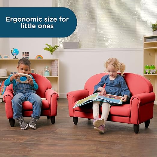 Children's Factory As We Grow Chair and Couch, Flexible Seating for Daycare or Preschool, Kids Reading Couch, Playroom Furniture, Red