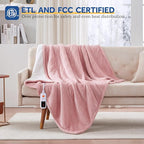 Sealy Electric Blanket Throw Size 50"*60",Super Cozy Flannel to Sherpa Reversible Heated Blanket Throw with 6 Heating Levels & 2-10 Hours Auto Off Overheating Protection Machine Washable,Pink
