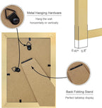 4x6 Picture Frame Set of 4, 4 x 6 Wood Photo Frames with Mat for 3.5x5, Wooden Frame with Real Glass Cover for Wall and Tabletop Display,Gold
