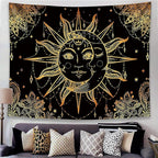 Lunerfex Hippie Sun and Moon Tapestry Bohemian Tapestry Aesthetic Cute Tapestries for Bedroom and Living Room Decor Sun 50×60 Inches