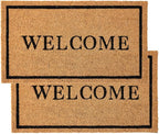 KANKUN Coco Coir Door Mat with Heavy Duty Backing, Welcome Doormat (17" x 30"), Doormat Entrance (Welcome2-2Pack)