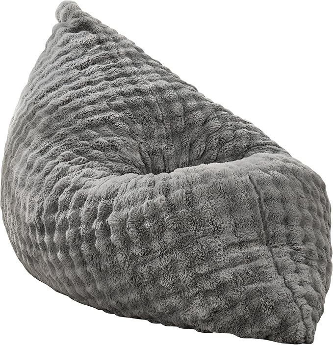 Hobestluk 3 in 1 Bean Bag Chair Giant Bean Bag Chairs for Adults with Bubble Cover Convertible Bean Bag Floor Cushion with Machine Washable Cover for Living Room (Bubble Grey)