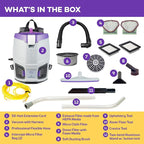 ProTeam GoFit 3 Commercial Backpack Vacuum with Xover Multi-Surface Two-Piece Wand Took Kit, 3 qt, Corded