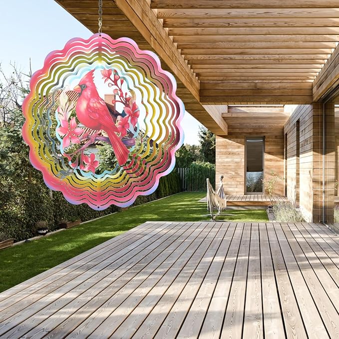 Wind Spinners Outdoor Cardinala Decorations - Birthday Gifts for Women Mom Grandma, Cardinala Deocr Hanging Wind Spinner 12 inch 3D Wind Sculptures for Garden Decor for Outside, Yard, Outdoor