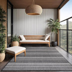 Stripe Outdoor Rug 10x14 Washable Outside Carpet for Indoor Patio Porch Waterproof Easy Cleaning Non Shedding Area Rugs Dark Gray 10 x 14