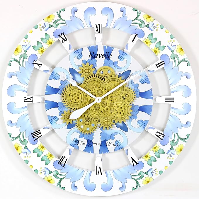 The Gears Clock Wall Clock Italy Collection with Moving Gears (Ravello, 36 inch Round)