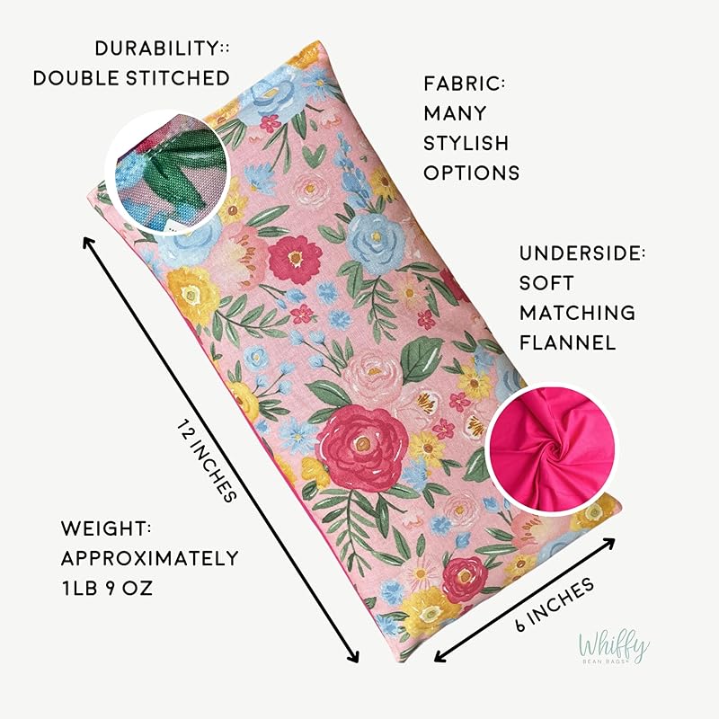 Large Microwave Heating Pad with Flax Seed, Scented or Unscented, Good For Back Pain or Cramps, Moist Heat Therapy or Ice Pack, Microwavable Bean Bag, 6" x 12" (Mustard Floral, No Added Herbs)