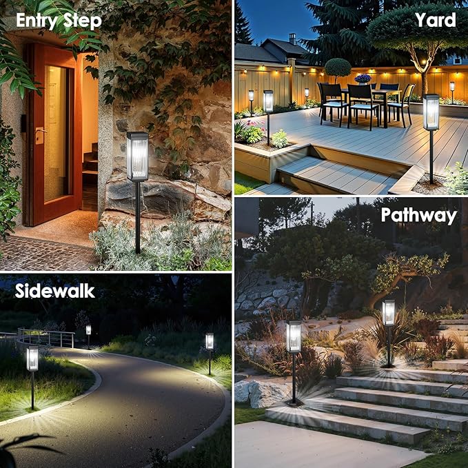 Solar Pathway Lights Outdoor, 6 Pack Upgraded Solar Lights Outdoor Waterproof, Bright Up to 15 Hrs Auto On/Off Garden Light for Yard Patio Lawn Path Walkway Driveway Outside Decor(Cool White)