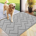 hicorfe Front Door Mat Outside Entrance,24"x35" Absorbent Muddy Dirt Resist Welcome Door Mats Outdoor Indoor,Stain and Fade Resistant,Non Slip Backing Entry Mat Doormat for Entryway (Light Grey)