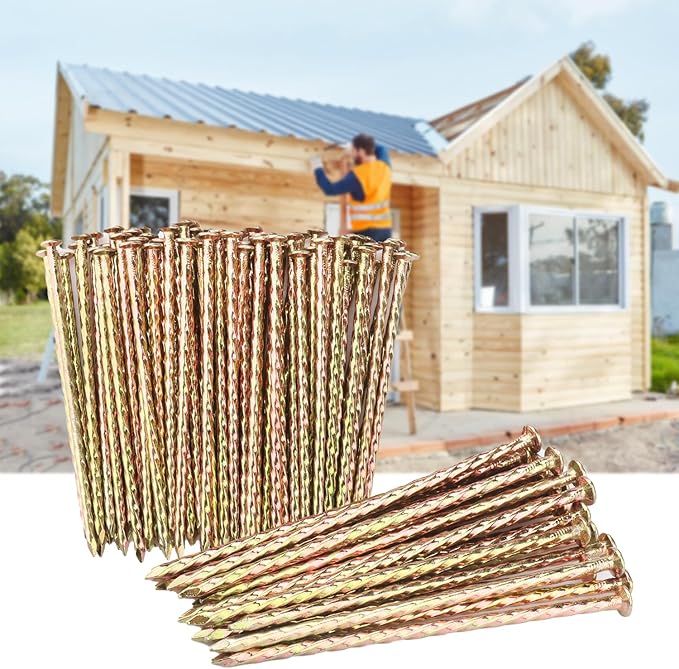 80 PCS 6 Inch Spiral Metal Galvanized Landscape Spikes, Galvanized Non-Rust Metal Garden Stakes, Garden Nails for Artificial Turf, Weed Barrier, Tent, Carpentry and More, by GENHAKON.