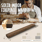 56x8x3 Fireplace Mantel - Handcrafted Hollow Rustic Solid Wood Wall Mounted Floating Shelf with Invisible Heavy Duty Wood Bracket (Weathered Brown)