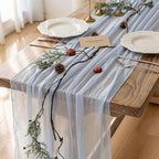 3pcs Light Blue Gauze Rustic Cheesecloth Table Runner 120 Inch 10 FT for Wedding Baby Shower Bridal Shower Birthday Engagement Garden Outdoor Party Long Sheer Boho Decorations