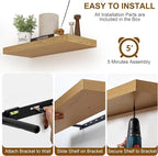 Fun Memories Floating Shelves for Wall, 8 Inch Deep Floating Wall Shelf, 16" x 8" Floating Shelves - Set of 2, Rustic Wooden Storage Shelves for Bathroom, Living Room, Kitchen