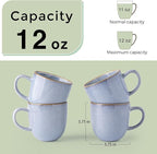 AmorArc 12oz Coffee Mugs, Ceramic Coffee Mugs set of 6 for Man, Woman, Dad, Mom, Modern Coffee Mugs with handle for Latte/Cappuccino/Milk/Cocoa. Dishwasher&Microwave Safe, Blue-Reactive Glaze