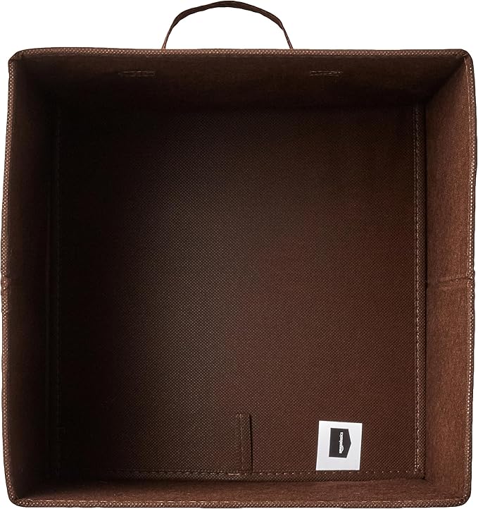 Amazon Basics Cube Organizer Storage Bins Handles, Collapsible Fabric, Pack of 6, 13"x13"x13", Brown