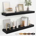 fuqing Floating Shelves for Wall, Bathroom Shelf Wall Mounted for Storage, Shelves with Invisible Bracket for Bedroom, Kitchen, Living Room, Farmhouse Small Book Shelf, 32 Inch Set of 2, Black