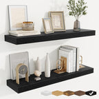 fuqing Floating Shelves for Wall, Bathroom Shelf Wall Mounted for Storage, Shelves with Invisible Bracket for Bedroom, Kitchen, Living Room, Farmhouse Small Book Shelf, 32 Inch Set of 2, Black