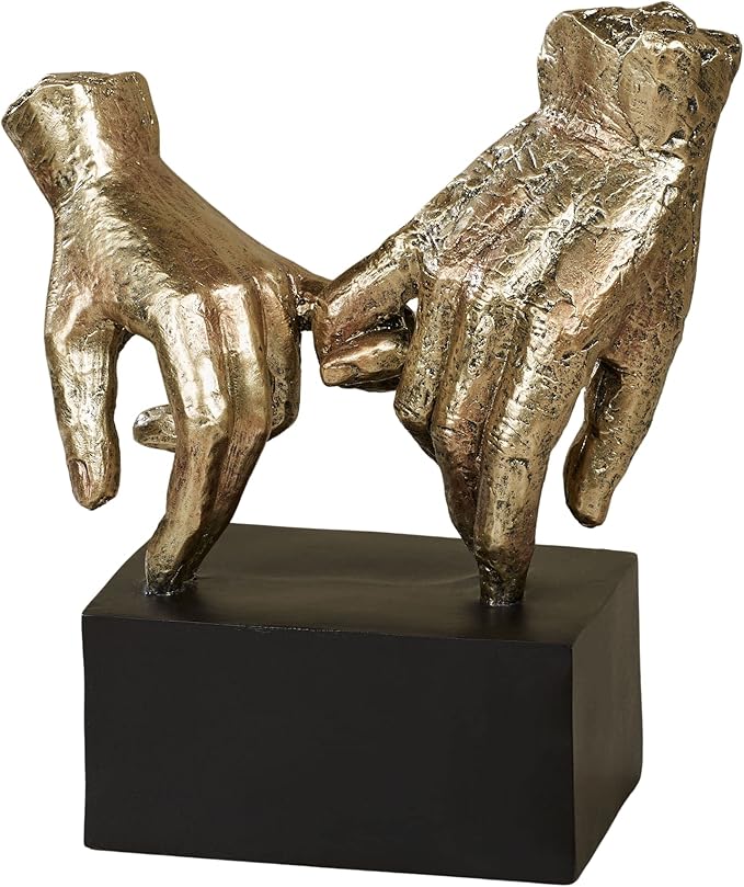 Touch of Class Lingering Hold Hands Table Sculpture Gold - Pinky Promise Statues - Desk Statue for Bedroom, Living Room, Office - Loving Touch