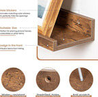 Fun Memories Picture Ledge Shelves Set of 2, 55 Inch Rustic Wall Mounted Floating Shelves with Lip for Home Storage and Décor in Bathroom, Kitchen, Nursery, Bedroom, Living Room, Brown