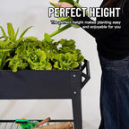 Elevate 32" Tall Raised Garden Bed Outdoor with Wheels & Shelf for Mobility, 400LBS Capacity, Anti-Rust Steel Planter Box for Vegetables/Herbs, Patio-Balcony-Backyard