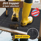 JSEI Entryway Rugs Doormat 32"x48", Non-Slip Dirt Trapper Door Mats Indoor, Washable Absorbent and Stain Resist Welcome Floor Mat for Front Door, Dog Door Mat, Muddy Wet Shoes & Paws, Dark Grey