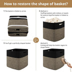 OIAHOMY 13 Kallax Inch Cube Storage Bins, 3-Pack Cotton Rope Woven Baskets for Organizing, Kallax Insert Storage Baskets for Shelves, Baby Nursery, Closet Organizer, 13*13*12.6IN, Black & Mixed Brown