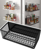 Magnetic Basket Magnetic Fridge Organizer Magnetic Pencil Holder Whiteboard Accessories Home Kitchen Organization (Black-High)