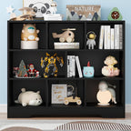 Book Shelf, 8 Cubes Storage Organizer, 3-Tier Open Shelf Wooden Bookcase, Freestanding Black Bookshelf Cube Shelf for Bedroom, Living Room, Home Office