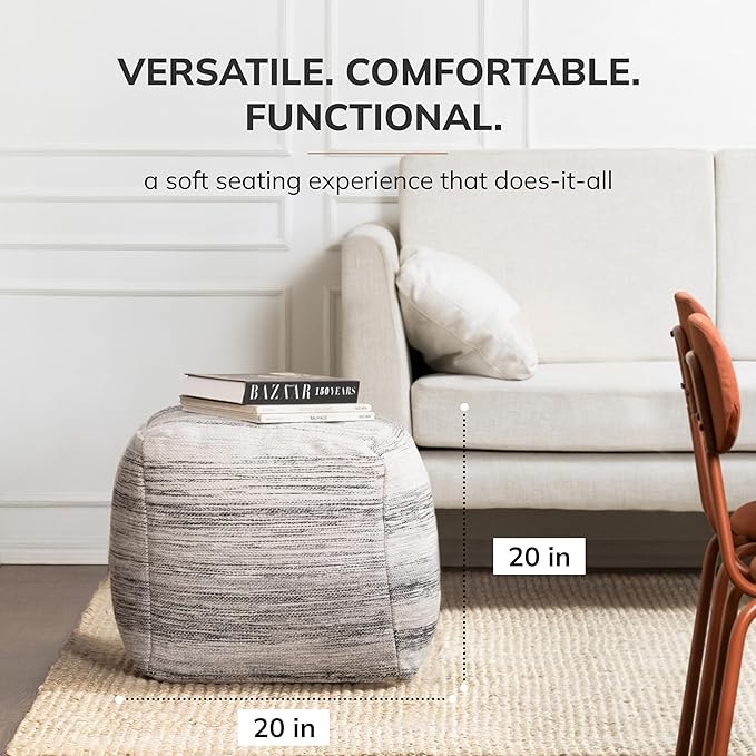 Anji Mountain 20"x20"x20" Handmade & Handcrafted Ottoman Pouf Comfortable Pouf Ottoman Foot Rest & Home Décor Accent for Living Room, Bedroom, Nursery, Kids Room, Patio