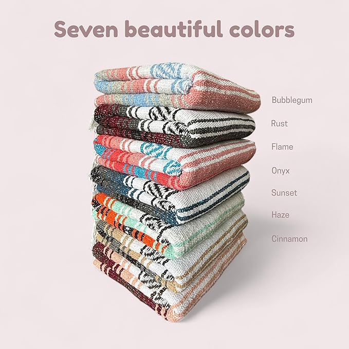 Traditional Handwoven Mexican Blanket, Large Falsa Serape - Soft & Durable - Vibrant Beach, Picnic, Yoga & Camping Mat - Lightweight Boho Throw 70"x50" (Rust)