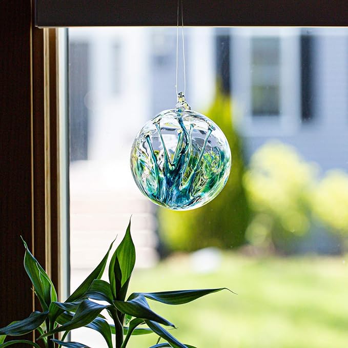 Luke Adams Handmade Glass Gazing Balls for Garden on Clearance – Hand Blown Glass Gazing Ball for Yard Décor – Decorative Garden Globe (Recycle Teal)