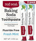 Red Seal Baking Soda Toothpaste - Fluoride-Free Herbal & Mineral Formula, Vegan-Friendly, Cruelty-Free, SLS and Paraben-Free, No Artificial Flavors, NATRUE Certified Natural, Dry Mouth Relief (2 Pack)